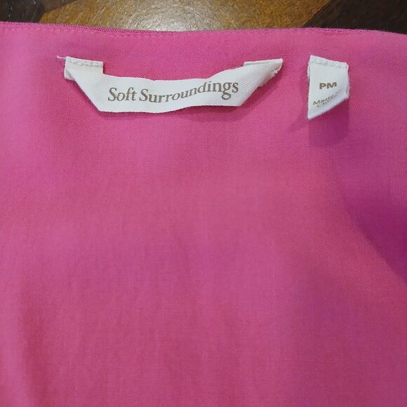 Soft Surroundings Bright Pink Gauze Lined Tunic Petite Medium 3/4 Flare Sleeves - Picture 5 of 8